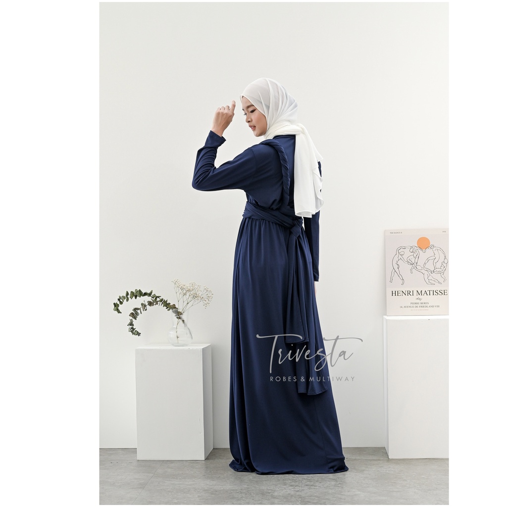 MAXI BERHIJAB  | NAVY  | MULTIWAY INFINITY CONVERTIBLE DRESS | FREE  MANSET&amp; SPECIAL LONG SCRAFT