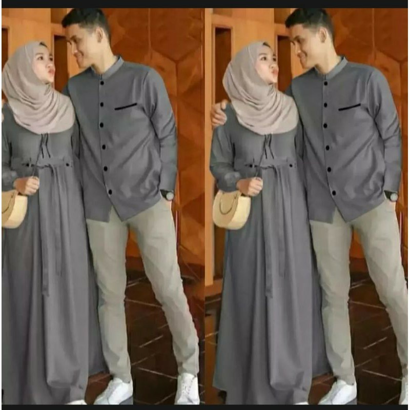 baju couple pasangan kondangan wanita set couple suami istri kapelan pacar keluarga gamis lebaran kapel kekinian