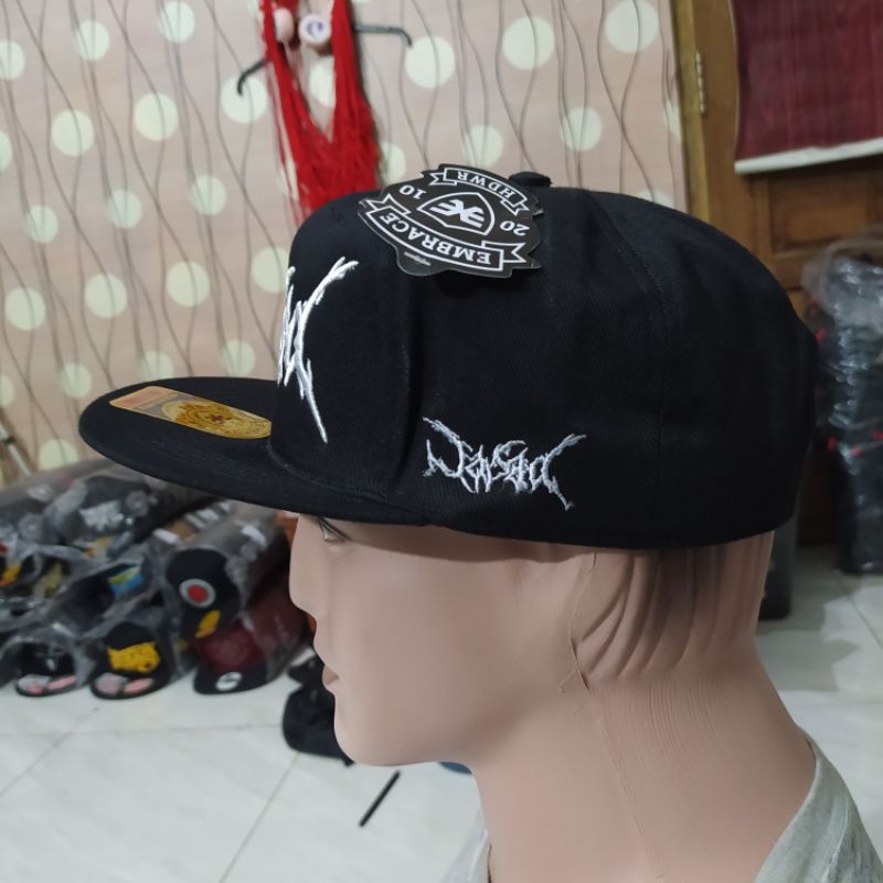 Topi Snapback metal distro pria Bordir jasad