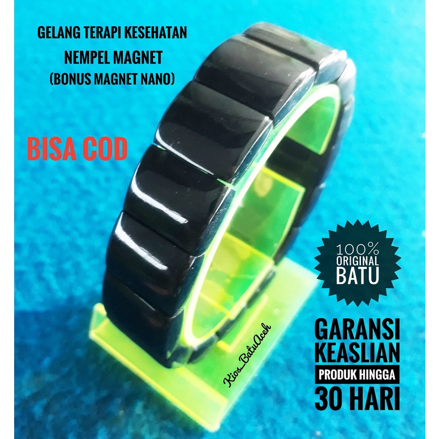 Gelang Batu Giok Hitam Black Jade Original Asli Aceh Cutting Cembung