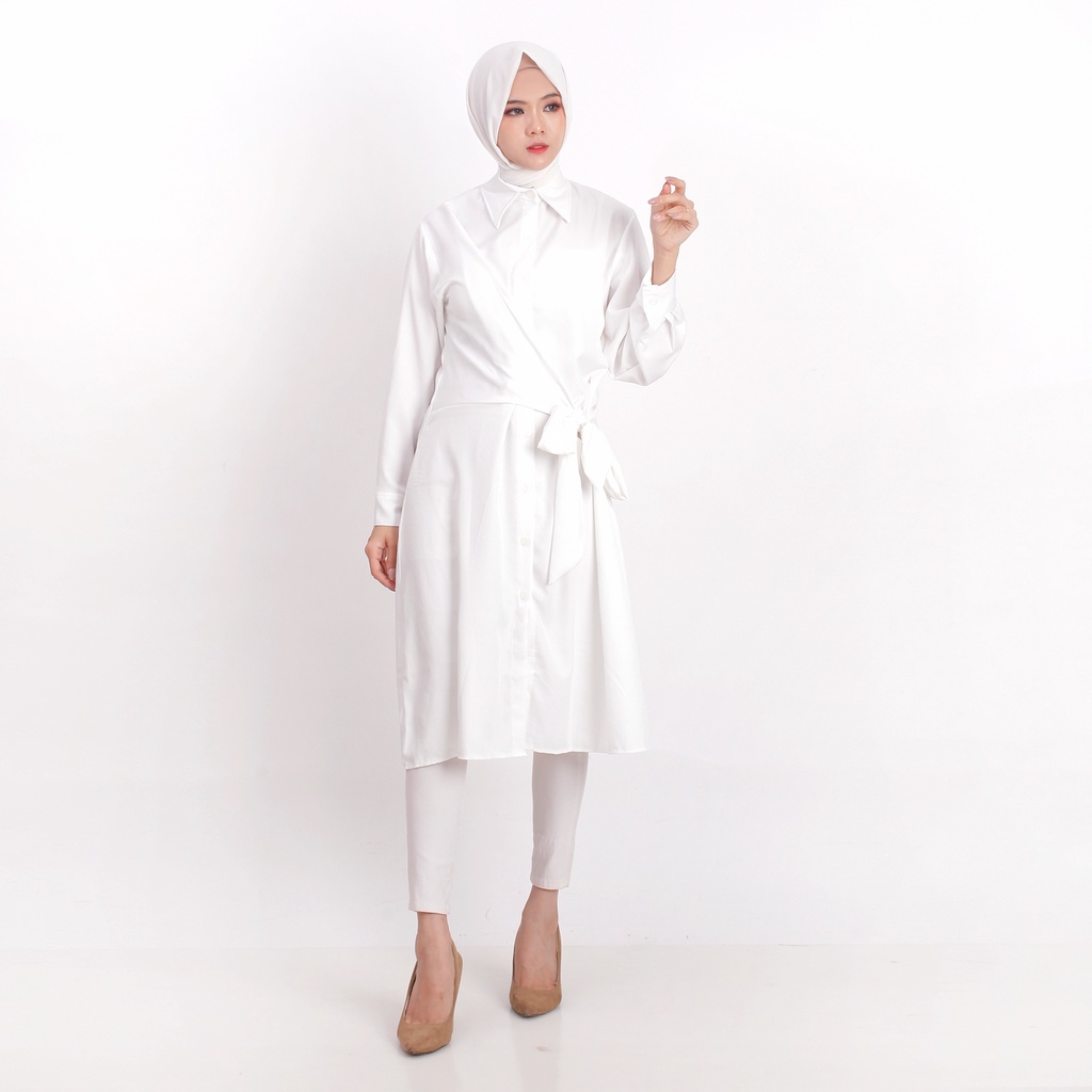 Long Tunik Wanita Kancing Full Variasi Tali 810 Tersedia Dalam 3 ukuran M L &amp; XL