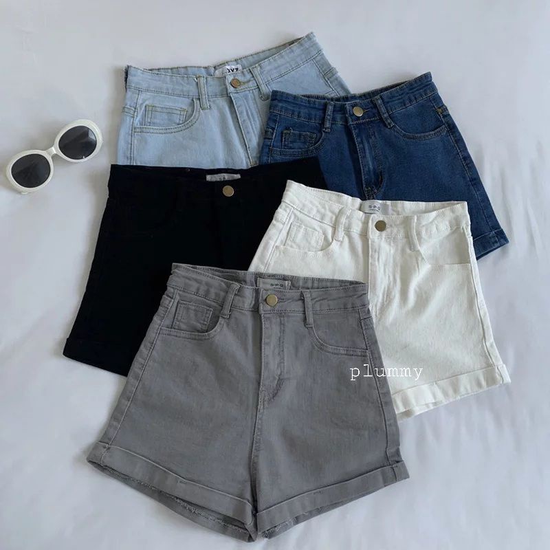 Celana Hot Pants Jeans Wanita High Waist Celana Pendek HW Light Grey Dan Snow Hitam