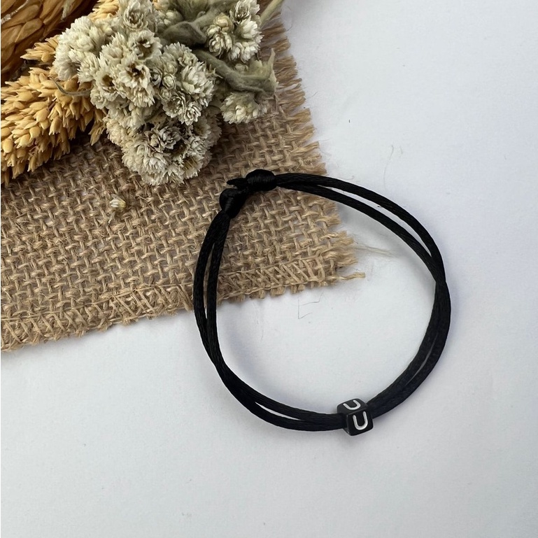 [GROSIR TERMURAH!] GELANG INISIAL HURUF DADU TALI SATIN / KOREA DAN GELANG POLOS-GELANG U