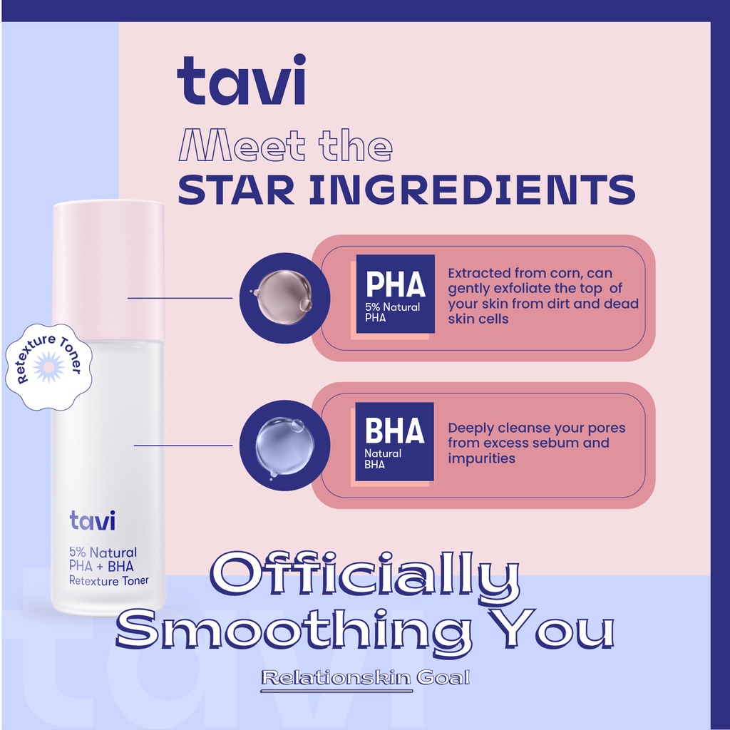 ★ BB ★  TAVI 5% Natural PHA + BHA Retexture Toner 100 ml - Memperhalus Tekstur Kulit dan Mengangkat Sel Kulit Mati