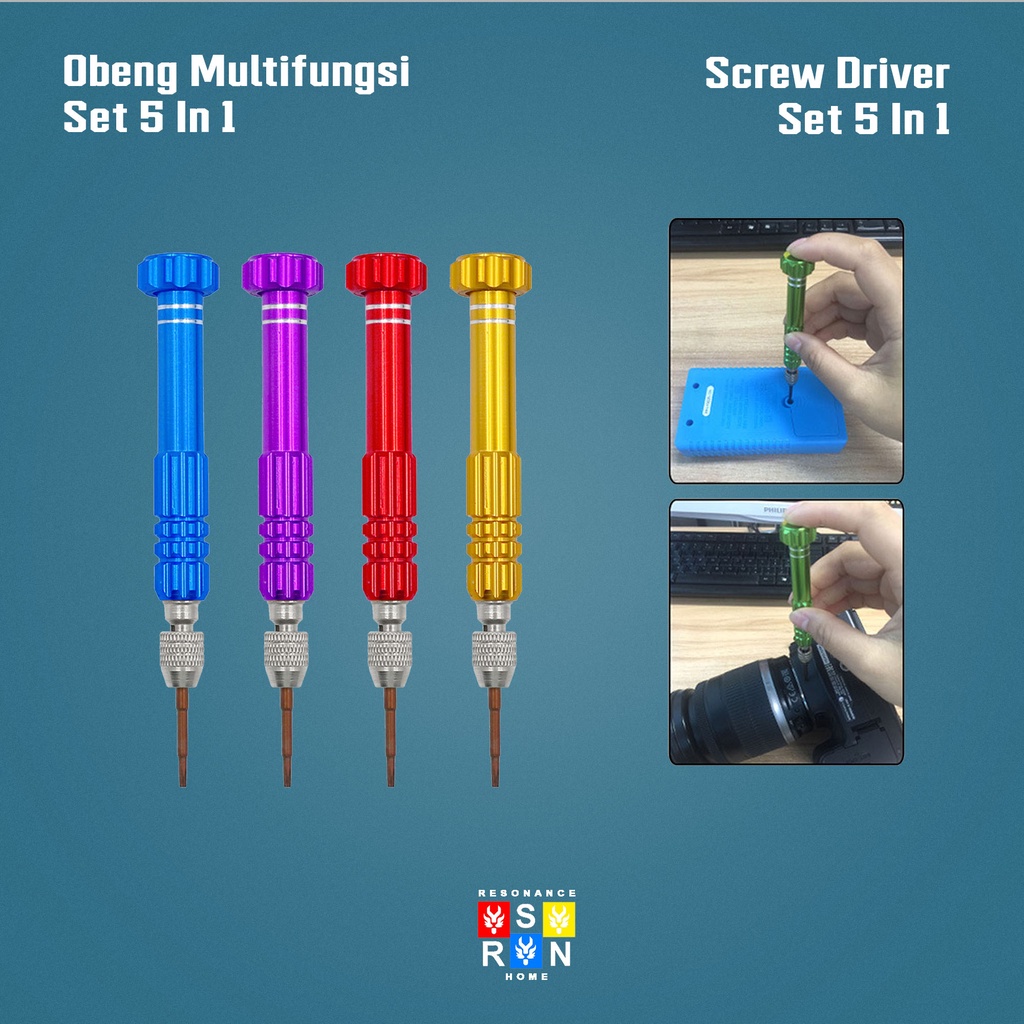 Obeng Set  5 in 1 Multifungsi Reparasi Handphone Laptop Elektronik Mini Screwdriver Resonance Home