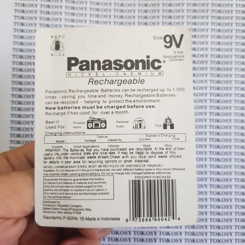 Panasonic Batere Kotak Rechargeable 9v 220 mAh Nickel Cadmium 9 volt baterai cas isi ulang