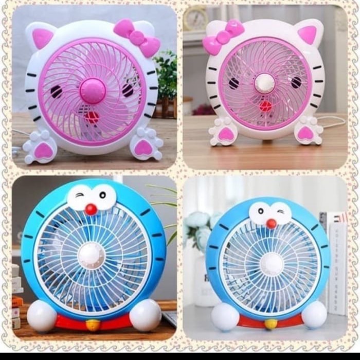 kipas angin listrik karakter portable fan doraemon kitty table desk on