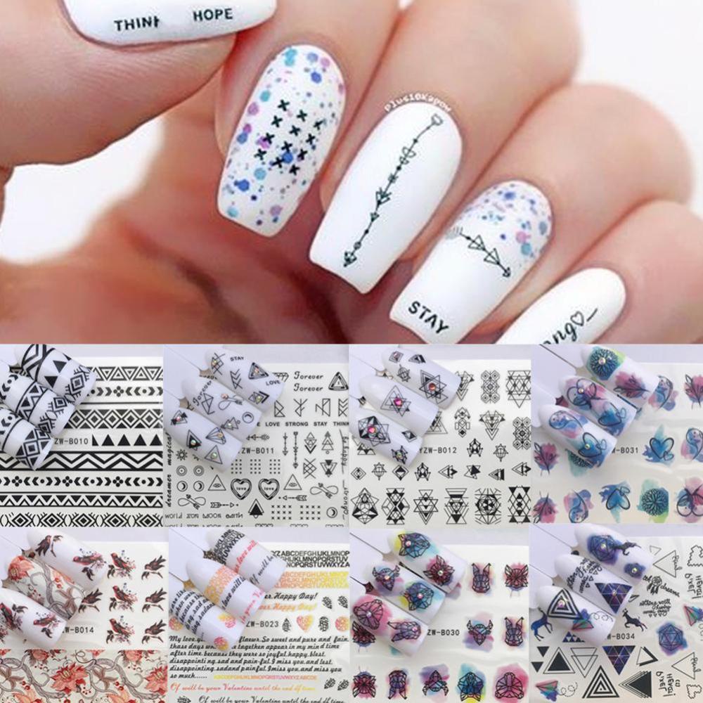 Timekey you A5K3 Stiker Kuku Motif Bungageometri Anti Air Untuk Dekorasi Nail Artmanicure