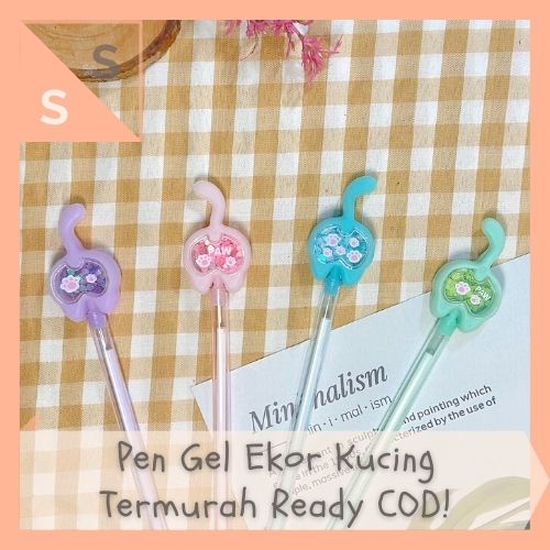 

[simplyshop] Pen / Pulpen Gel Karet Ekor Kucing Glitter Manik Beads Cat Tinta Hitam Alat Tulis Anak Sekolah
