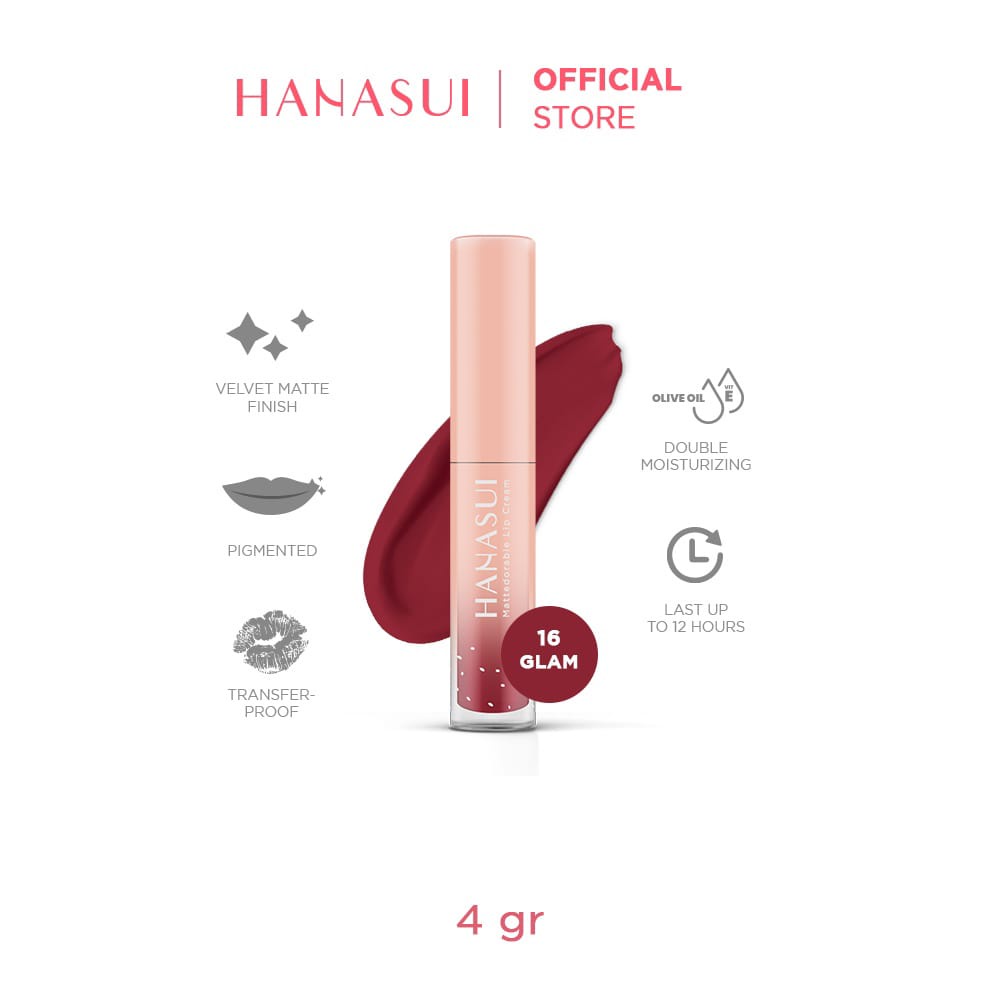 najmia Hanasui Mattedorable BOBA Lip Cream bibir blush on lip and cheek lipstik matte hanasui Boba-16 glam