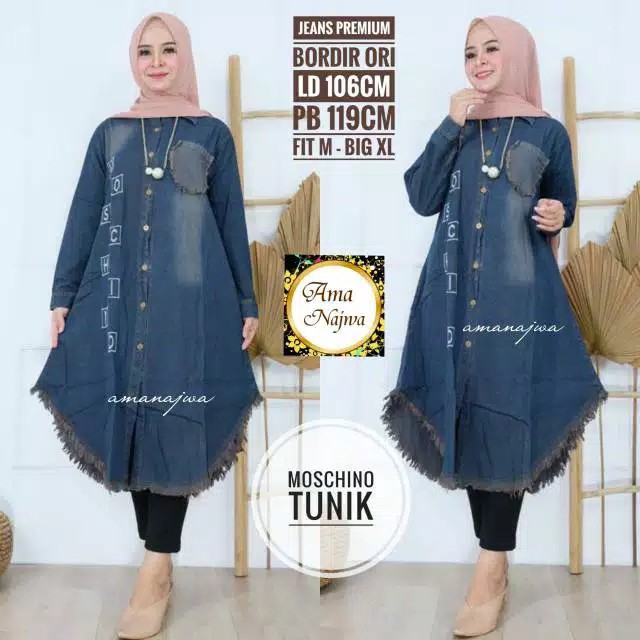 Tunik Remaja Kekinian XXL LD106 matt Jeans Wash HQ Bawah Rawis Bordir Original Saku Dada Recommended