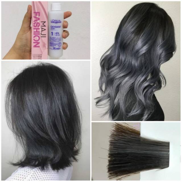 L'oreal Maji Fashion 7.11 Blue Steel Dark Grey Blueish Hair Dye Cat Rambut Abu Biru Tua Gray Ash Bro