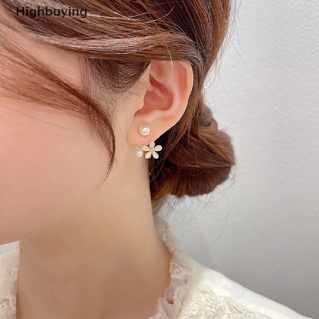 Hbid Anting Tusuk Metal Wanita Desain Bunga Hias Mutiara Untuk Musim Semipanas