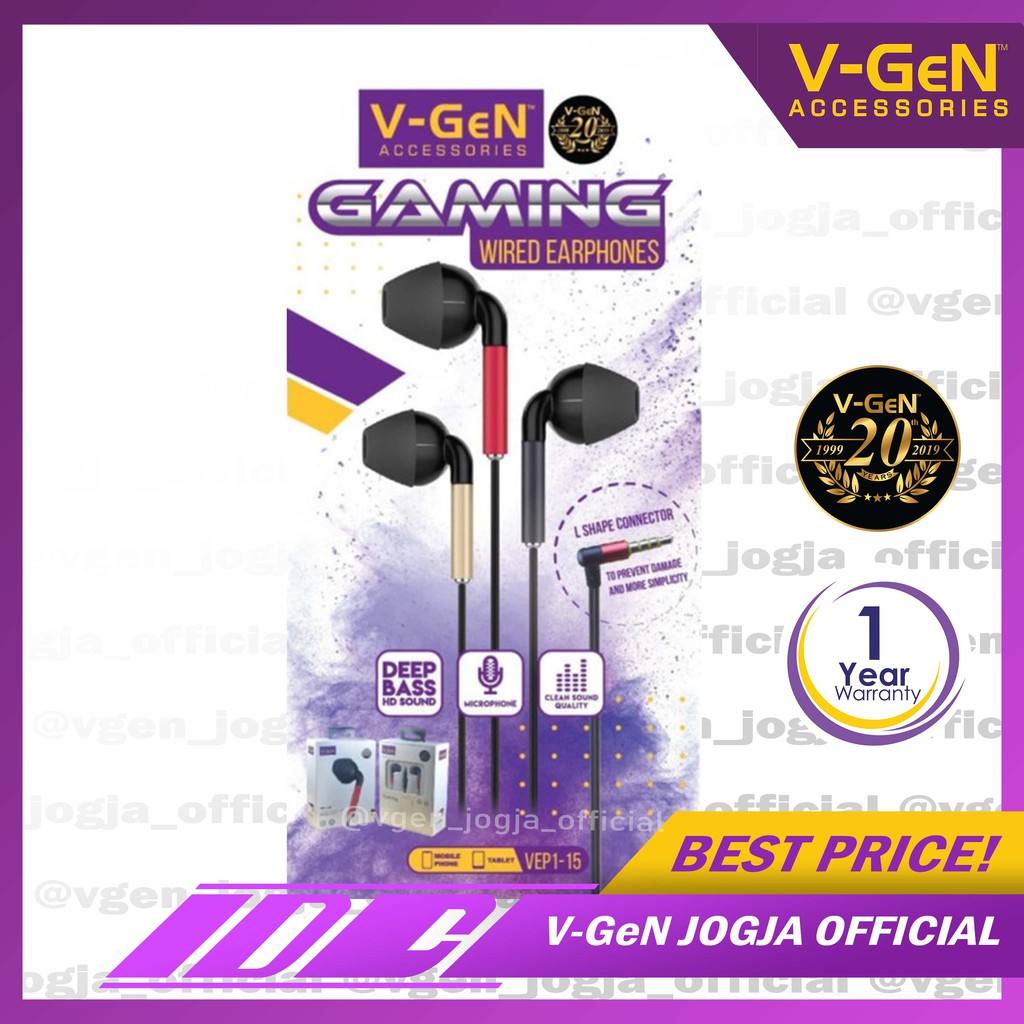 Handsfree V-GeN VEP1-15 Wired Earphone Gaming Original L Connector