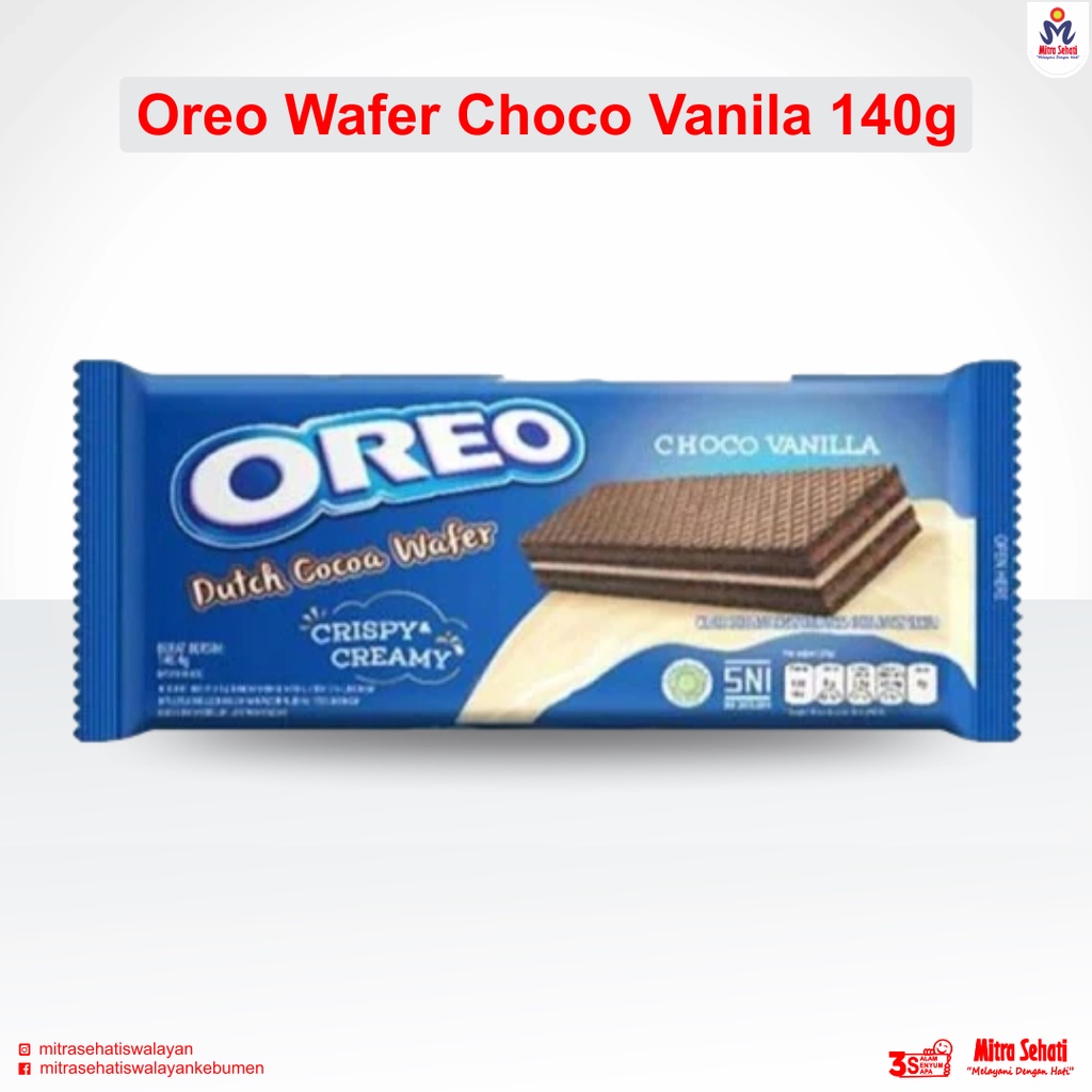 

Oreo Dutch Cocoa Wafer 140gr, Wafer Coklat dengan Krim Rasa Coklat, Coklat dan Vanilla [ Mitra Sehati Swalayan ]