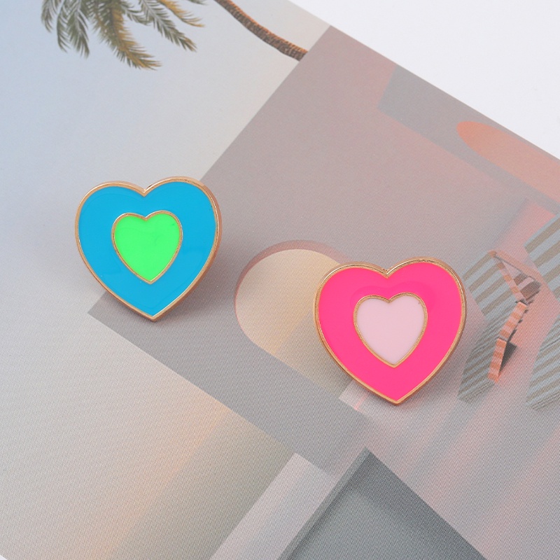 4 Colors Love Enamel Lapel Pins Double Color Love Heart Badge Brooches Jewelry for Backpack Girls Women Clothes