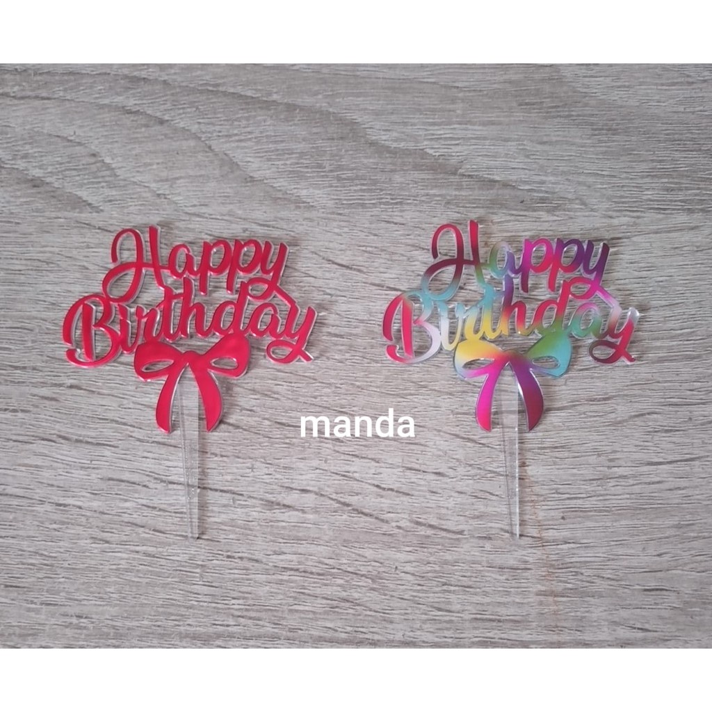 Topper happy birthday hiasan kue tart topper selamat ulang tahun pita