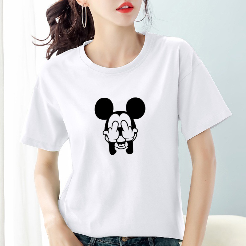 Kaos wanita dewasa mouse / baju wanita lengan pendek katun combed 30's