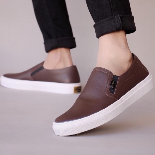 ENOZ X GALA - Sepatu Formal Slop Pria Kulit Asli Original Kasual Kerja Slip On Cowo Keren Trendy Modis