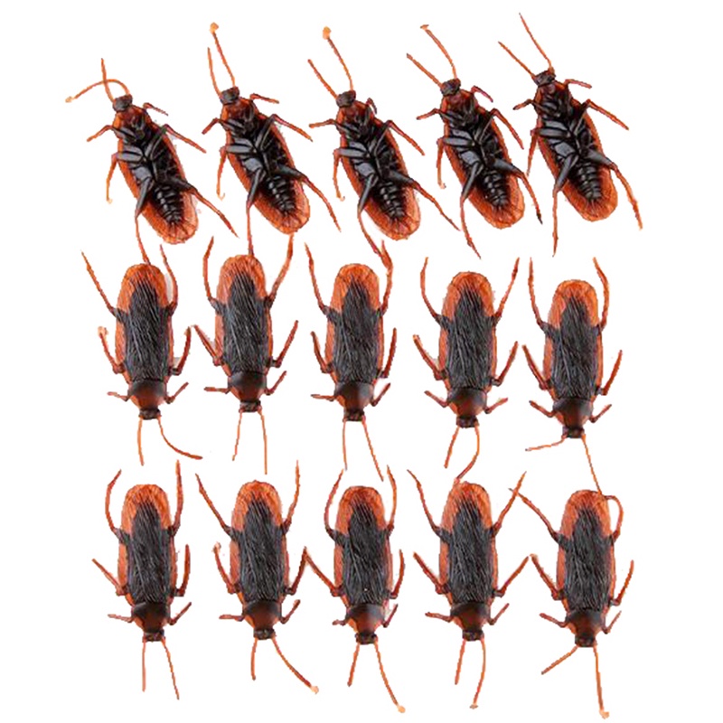 {LUCKID}10Pcs/lot simulation fake rubber cockroach funny toy special lifelike model