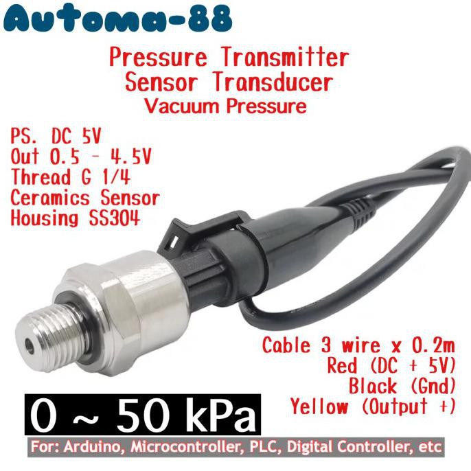 Low Pressure Sensor 0-50Kpa Arduino 5V Pressure Transducer 50 Kpa Automa88 Ayo Beli