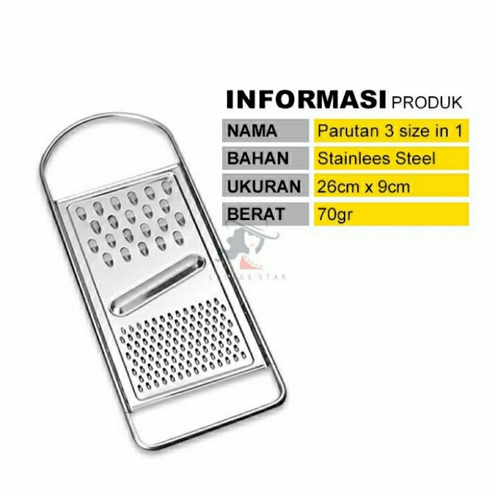 Parutan Stainless Steel Serbaguna 3 in 1 - Parutan Multifungsi 3 in 1 Stainless Steel