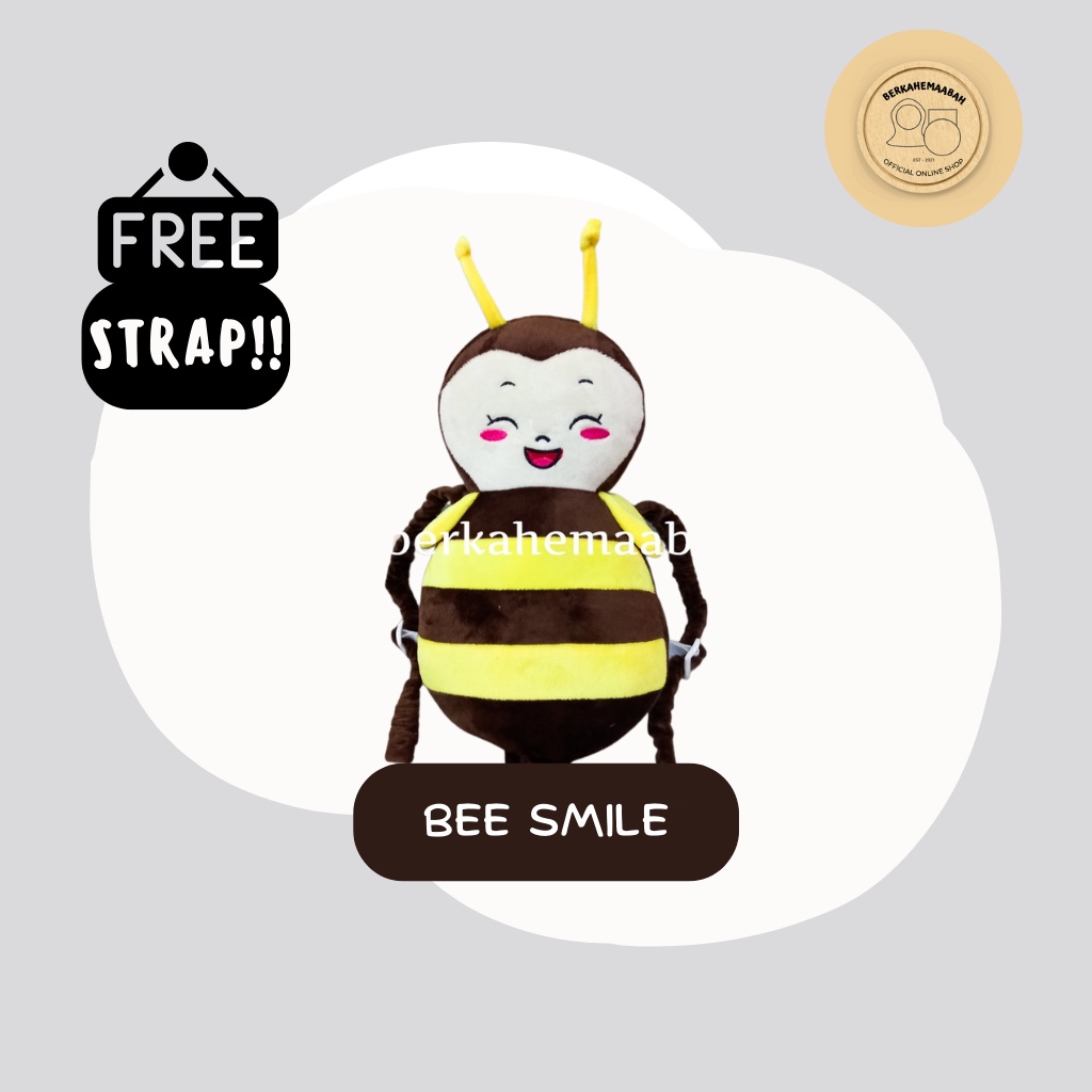 ( FREE STRAP ) Bantal Pelindung Kepala Bayi Bee Smile | Baby Head Protector | Head Neck Pillow Pad