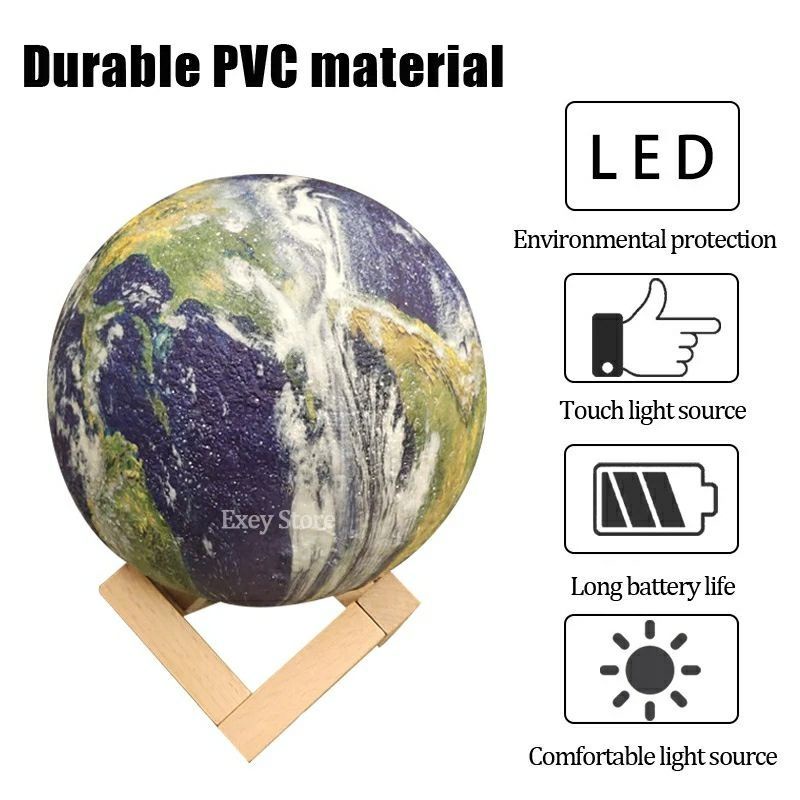 Galaxy Night Light Globe 3D Lampu Tidur LED Globe Lampu Meja Kamar Anak Peta Dunia Atlas