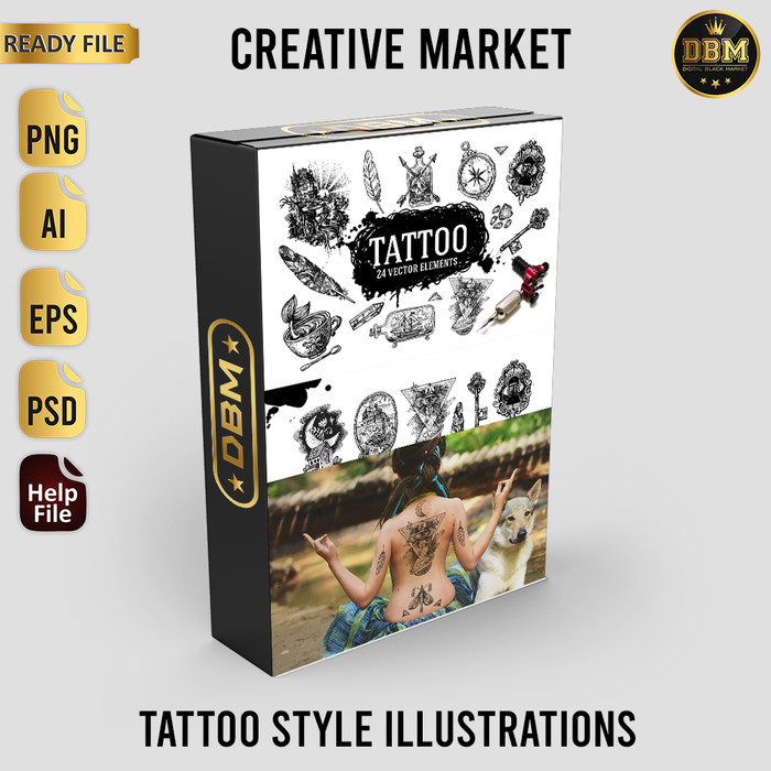 Tattoo Style Illustrations - Vector Designs