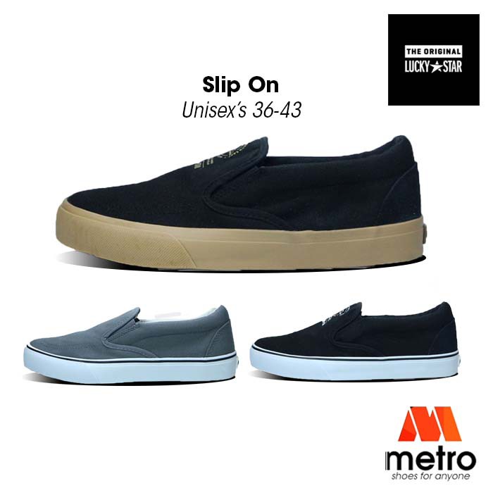 Sepatu Kanvas Pria LuckyStar Artikel Slip on | Sepatu Canvas Original by Metro Shoes ID