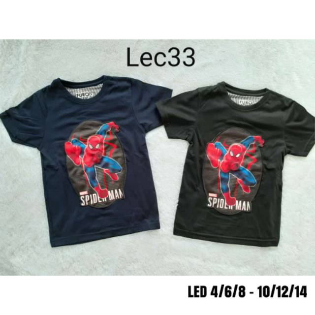 Kaos Anak Cowok Furo Model Motif Baru Led Nyala Lampu Superhero Spider Iron Batman Flazz Ultraman
