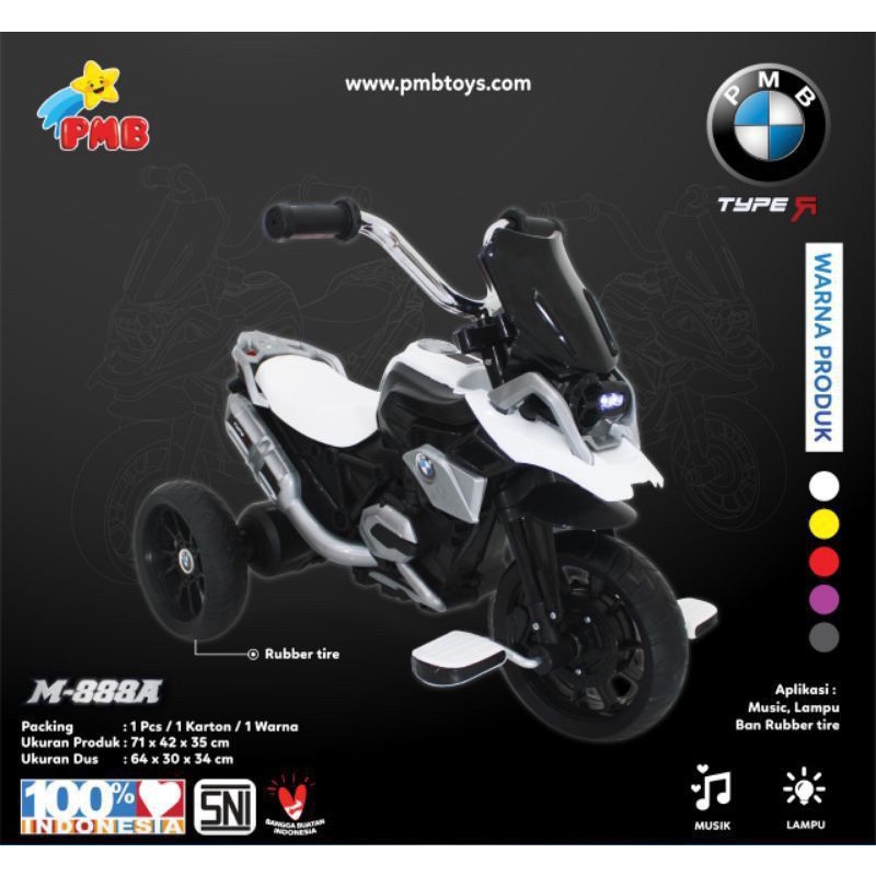 Sepeda Motor Aki Anak PMB M 888 / M 888A Gowes Mainan Anak Murah Tricycle M888