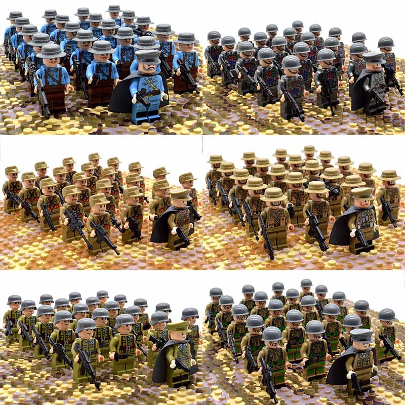 Mainan Lego Anak 21PCs/set WW2 Army Military Building Blocks France Italy Japan Britain China Small