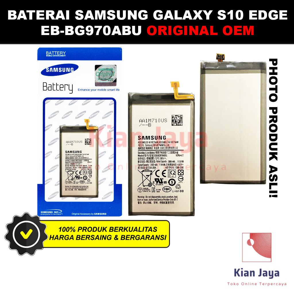 Baterai Samsung Galaxy S10 Edge G970 Original OEM Batre Batrai Battery Hp EB-BG970ABU Ori