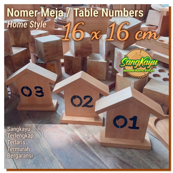 Nomer meja kayu Nomor meja makan table Numbers kayu dekorasi kayu