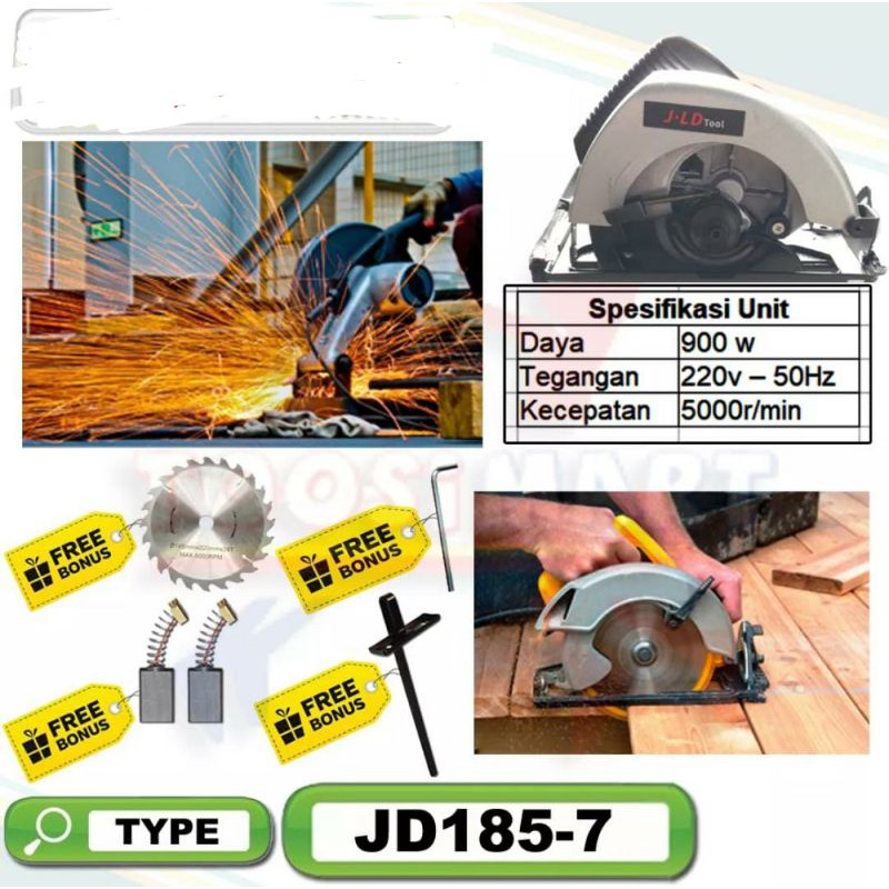 Gergaji Circular saw circel 7inch JLD type 1857