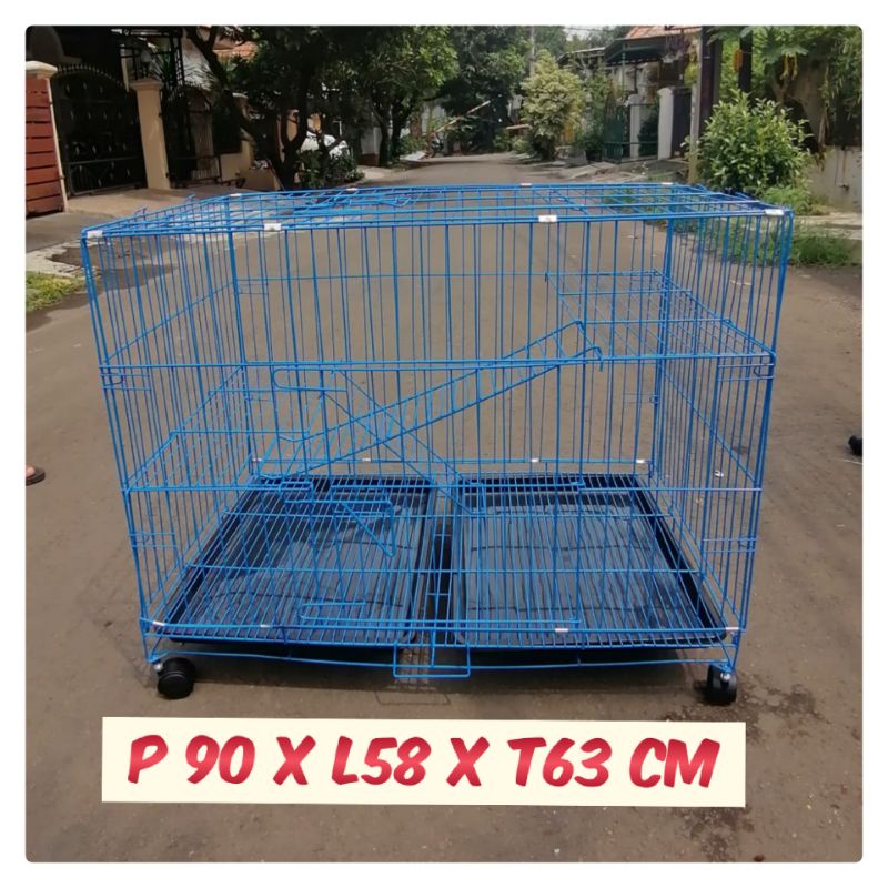 Kandang Lipat kucing anjing kandang besi tingkat Roda 90 cm GOJEK GRAB