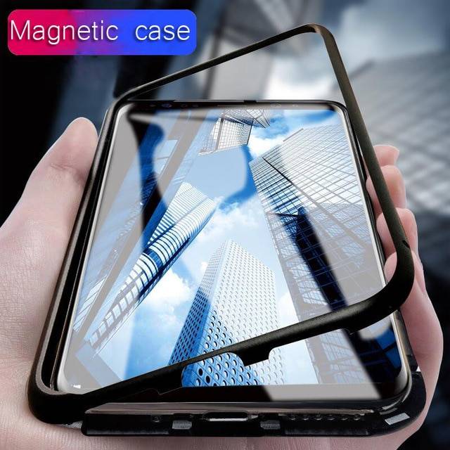 Case magnetic glass Samsung j4plus case samsung magntik 360 j4 + j4 plus