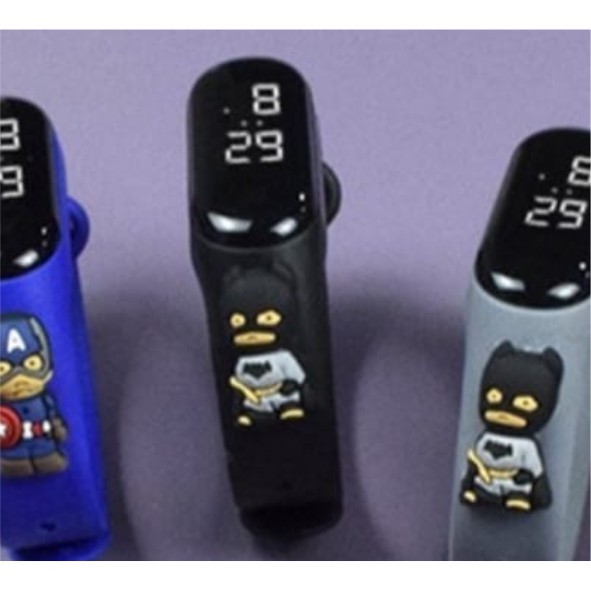 Jam Tangan Anak LED Digital display Elektronik Motif karakter kartun Lucu Murah-Batman Hitam