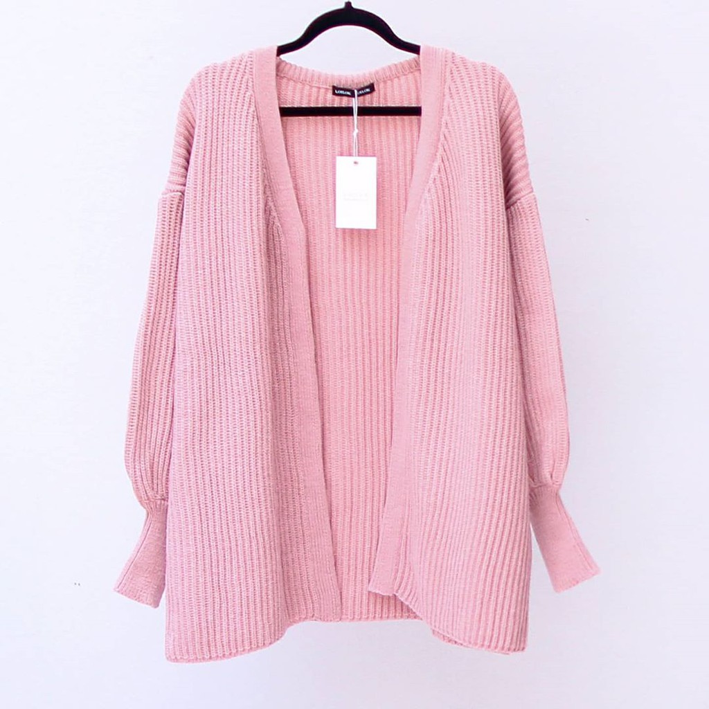 CARDIGAN RAJUT SALUR LENGAN BALON PREMIUM