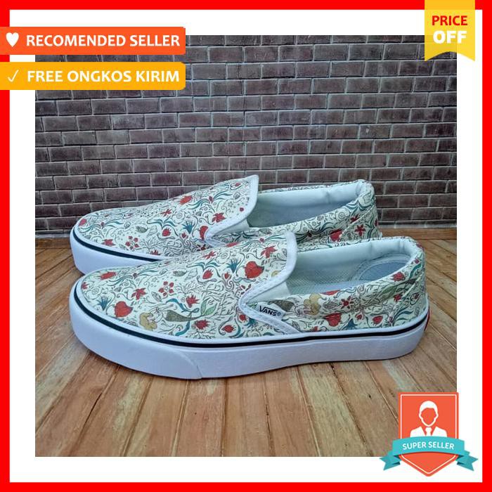Sepatu Selop Wanita Vans Authentic Slip On Motif Bunga 37 40