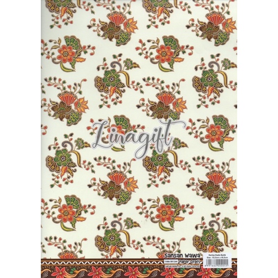 ( 5 Lembar ) BATIK SANWA - KERTAS KADO COKLAT JAWA - GIFT WRAP PAPER SANSAN WAWA CLASSIC EUSTHATIC