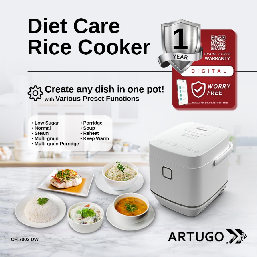 Artugo Rice Cooker Low Carbo CR 7002 DW Kapasitas 2 Liter