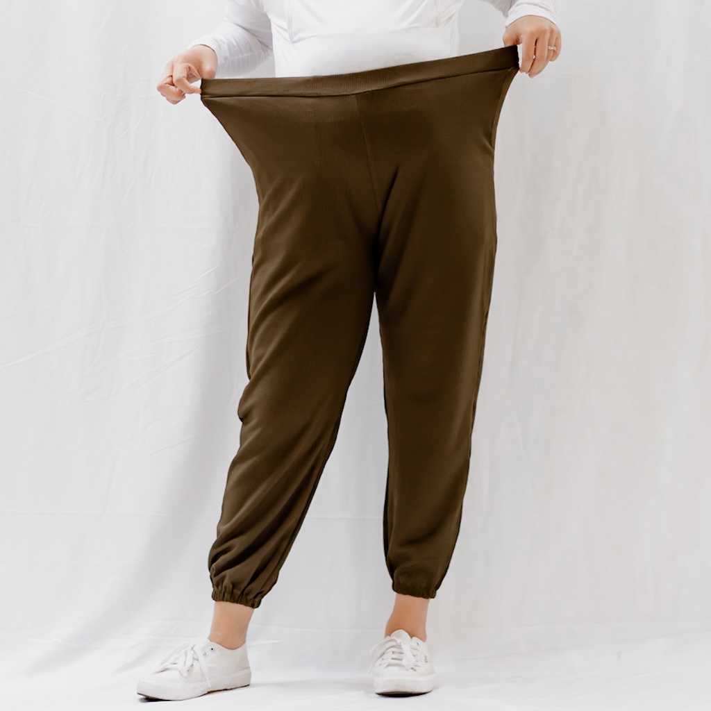 Bajuboo Lixy - Celana Jogger JUMBO Bumil Friendly Waffle Uniqlo