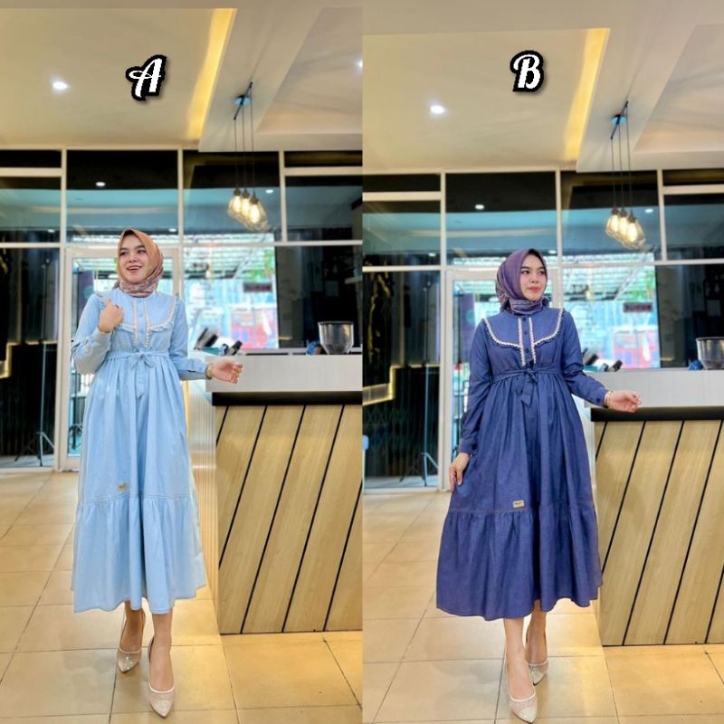 MIDI DRESS BELIFI DENIM LACE