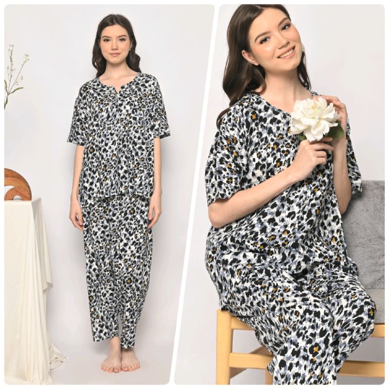 ONE SET PIYAMA RAYON-CPJ SLTG LEOPARD