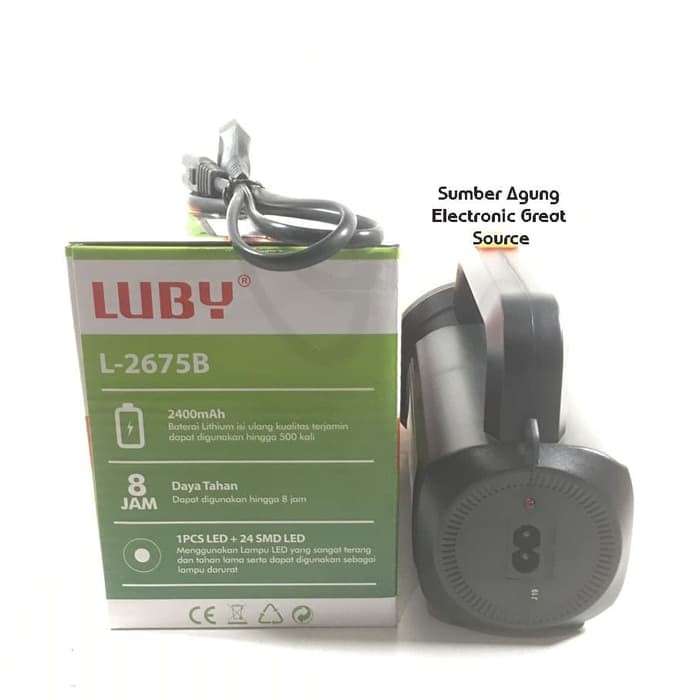 Senter Luby L2675 L2675B 2675 7W Tahan Hingga 8Jam Jumbo Besar Cas