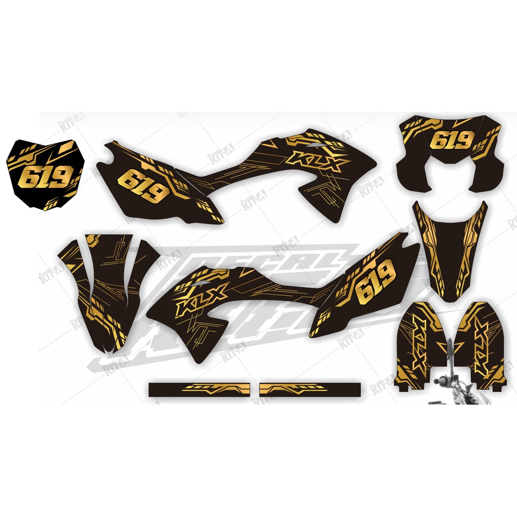 Decal Stiker Klx Bf 150 Dekal Striping Sticker New Klx Bf Extreme Dekal Klx 150 G Black Gold