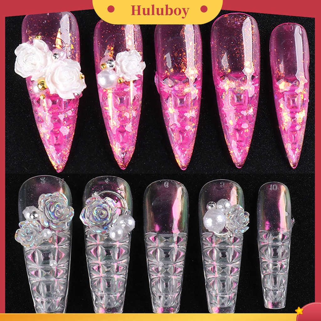 Huluboy Huluboy♡ 500pcs / Box Kuku Palsu Full Cover Transparan Untuk Manicure