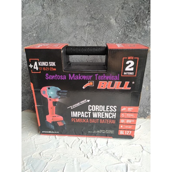 BULL 1/2&quot; 21V Bor Cordless Baterai Cas Impact Wrench Buka Baut Ban